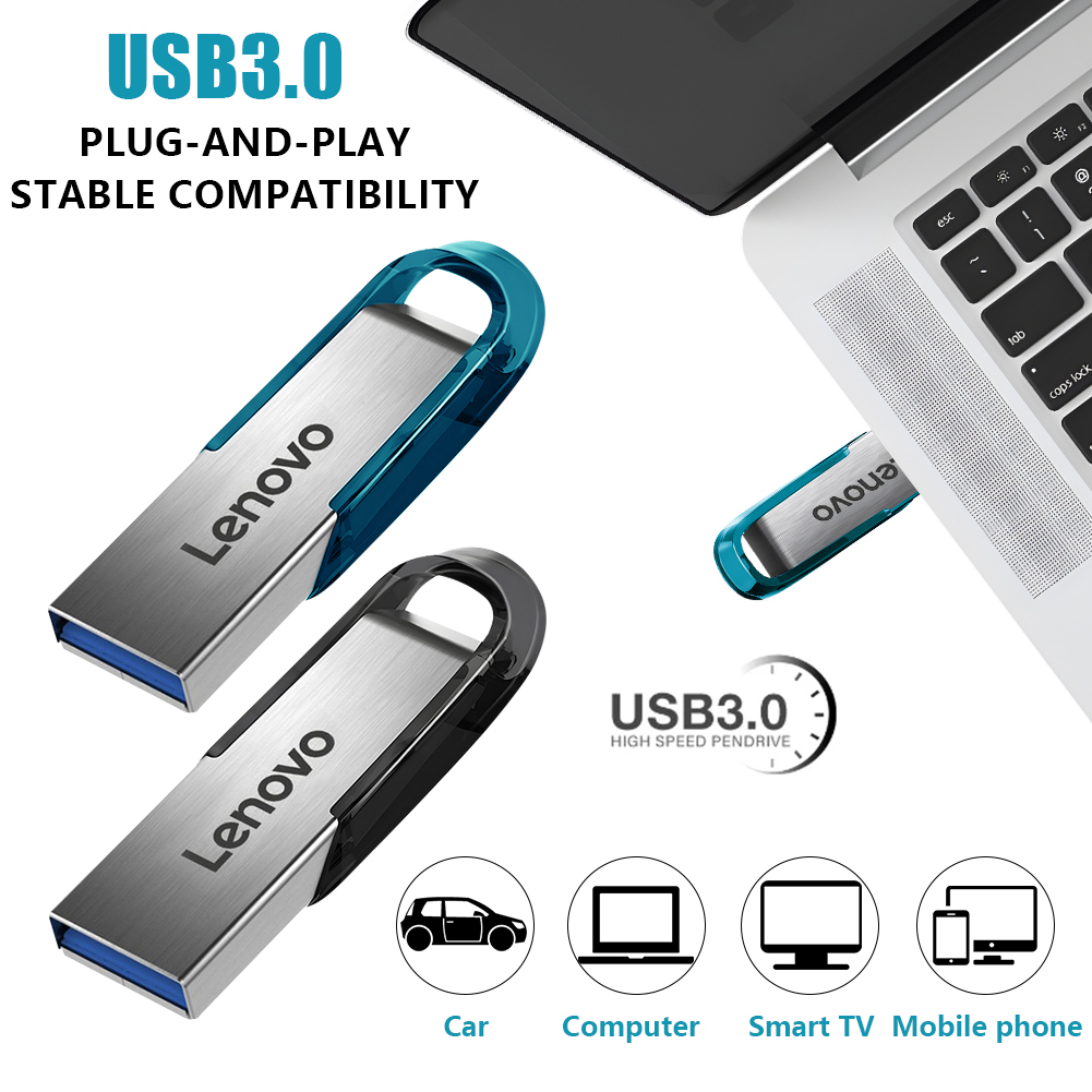 Memory Card Ssd - Pendrive Lenovo 128GB USB, mini metalowy